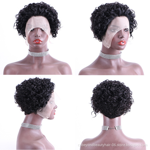 Curly Short Bob Lace Wigs Blonde Pixie Peruvian Human Hair Lace Bob Wig For Black Women Density 150% Water Wave Remy Virgin Hair